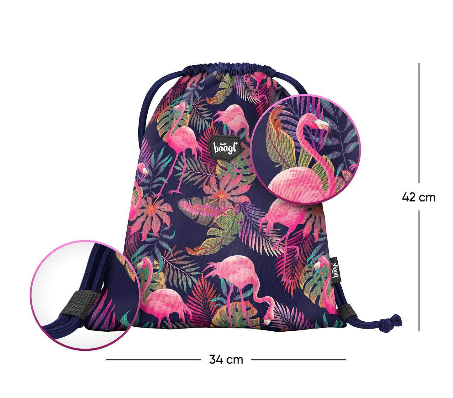 Flamingo Rucksack-Set 3tlg: Rucksack, Federmäppchen, Turnbeutel