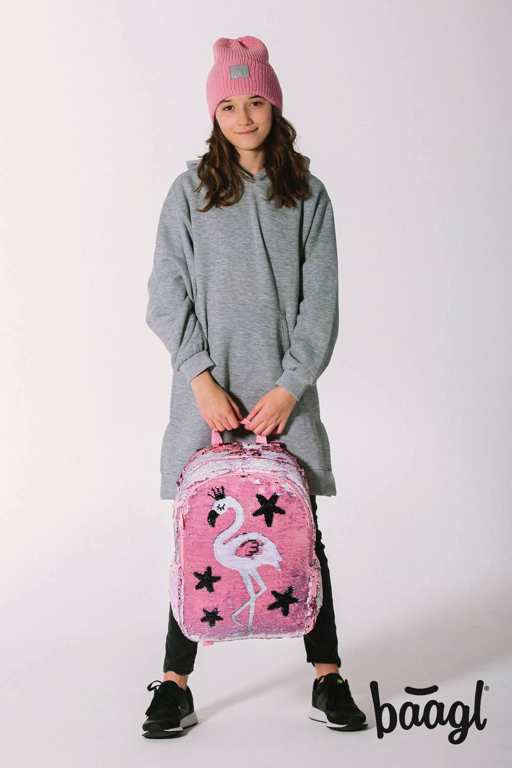 Fun Flamingo Rucksack-Set 3tlg: Rucksack, Federmäppchen, Silikon-Etui
