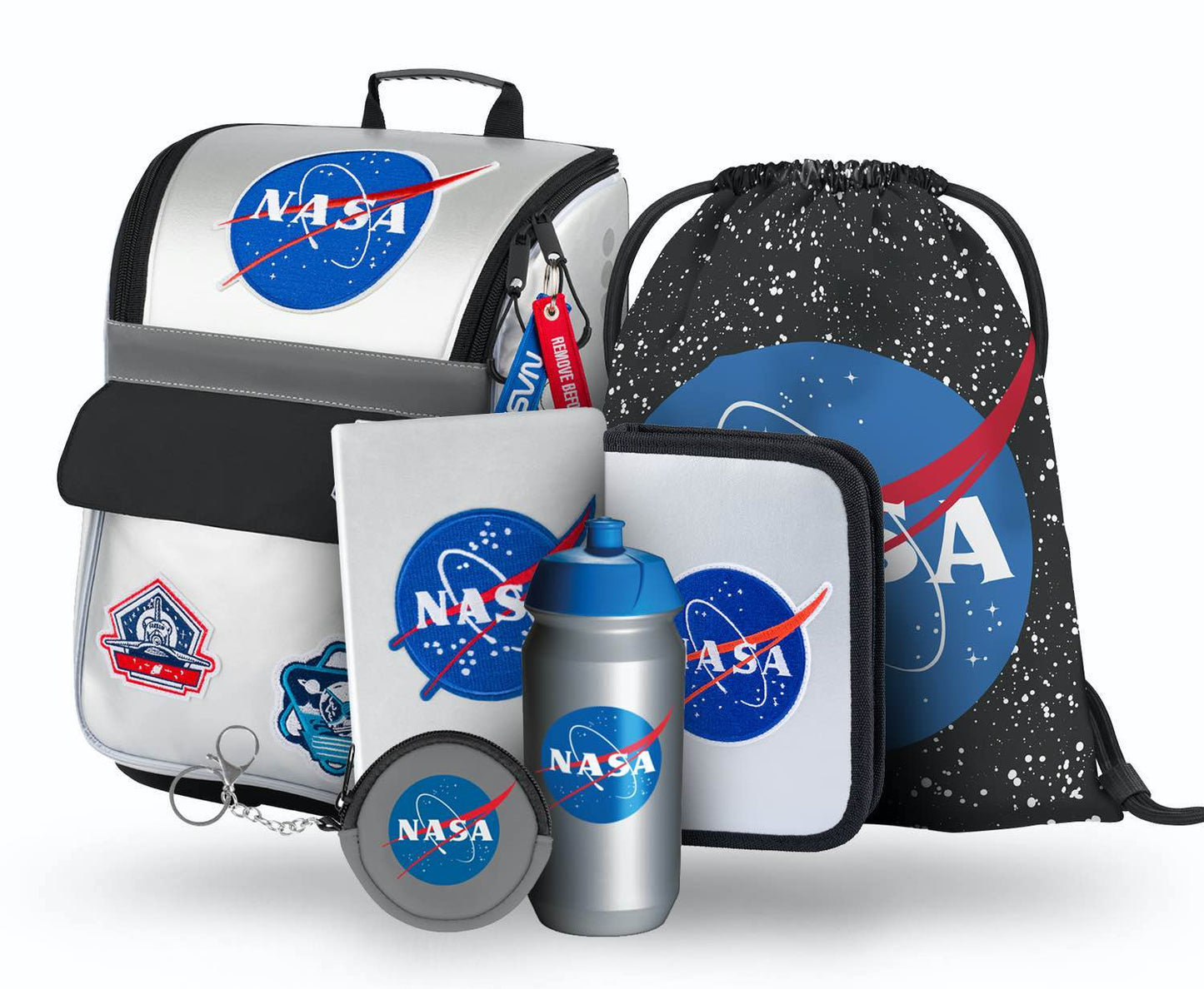 Zippy NASA Schulranzen-Set 6tlg: Schulranzen, Federmäppchen, Turnbeutel, Trinkflasche, Notizbuch, Geldbeutel