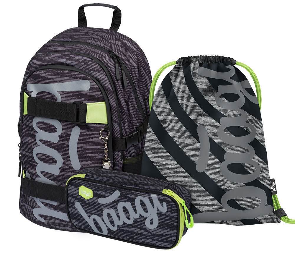 Skate Grey Rucksack-Set 3tlg: Rucksack, Federmäppchen, Turnbeutel