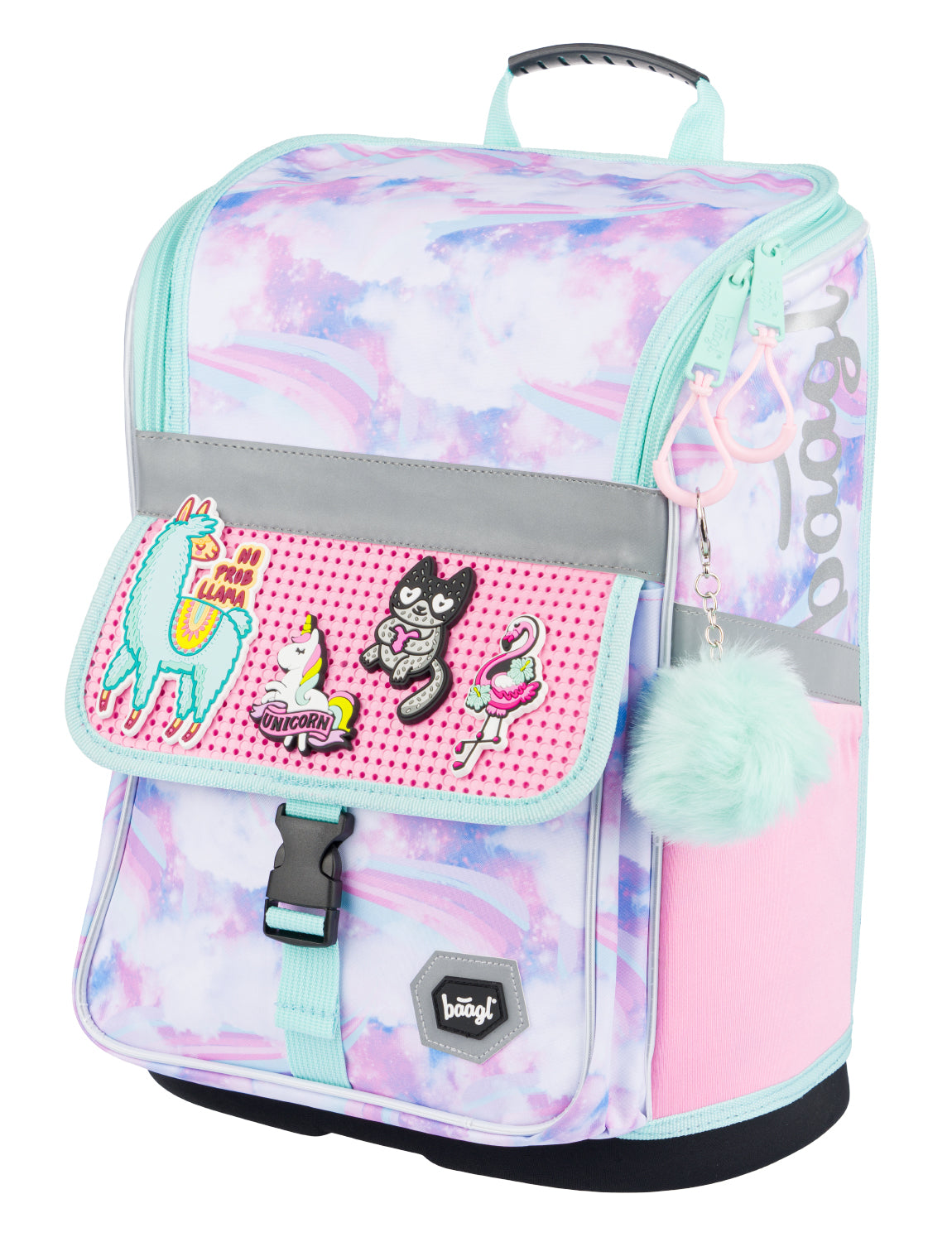 Zippy Regenbogen Schulranzen-Set 6tlg: Schulranzen, Federmäppchen 2-fach, Turnbeutel, Heftmappe, Brotdose, Silikon-Etui