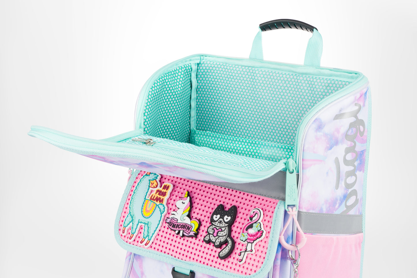 Zippy Regenbogen Schulranzen-Set 6tlg: Schulranzen, Federmäppchen 2-fach, Turnbeutel, Heftmappe, Brotdose, Silikon-Etui