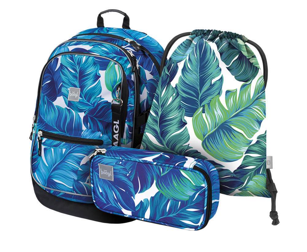 Core Monstera Rucksack-Set 3tlg: Rucksack, Federmäppchen, Turnbeutel