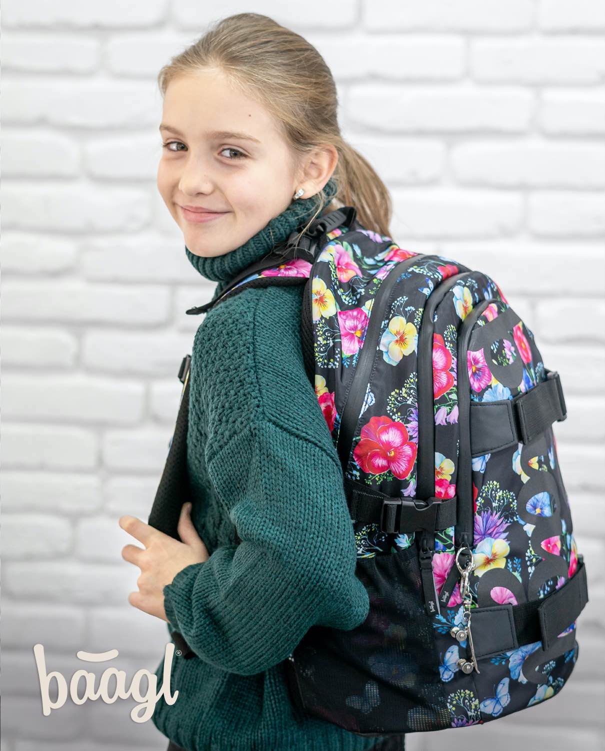 Skate Flowers Rucksack-Set 3tlg: Rucksack, Federmäppchen, Turnbeutel
