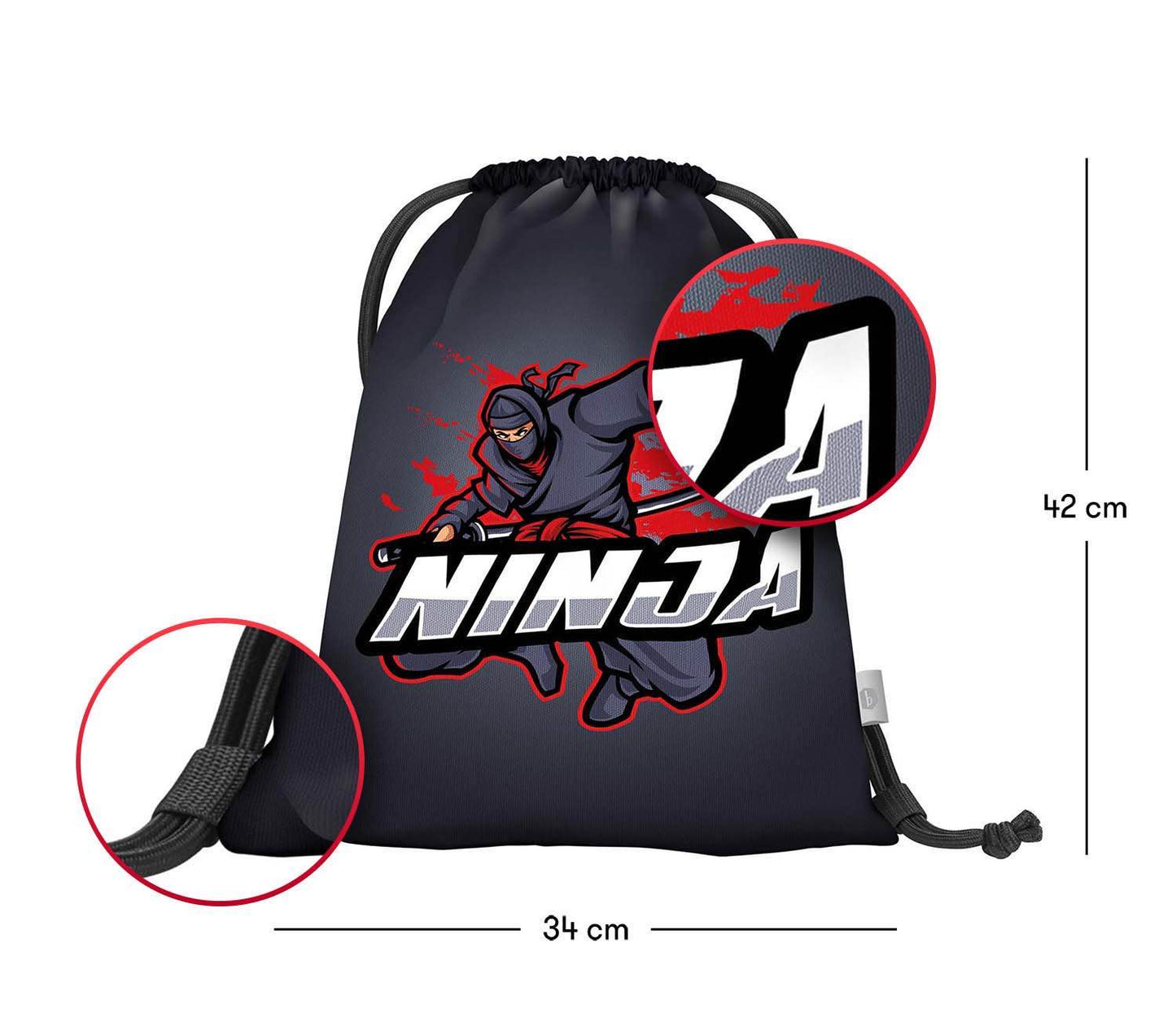 Ergo Ninja Schulranzen-Set 5tlg: Schulranzen, Federmäppchen, Turnbeutel, Heftmappe, Brotdose