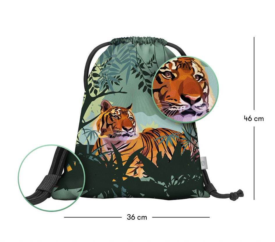 Ergo Tiger Schulranzen-Set 5tlg: Schulranzen, Federmäppchen, Turnbeutel, Heftmappe, Brotdose