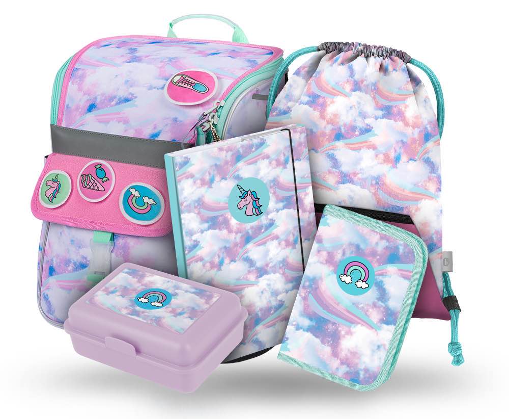 Zippy Himmel - Kreativ Schulranzen-Set 5tlg: Schulranzen, Federmäppchen, Turnbeutel, Brotdose, Heftmappe