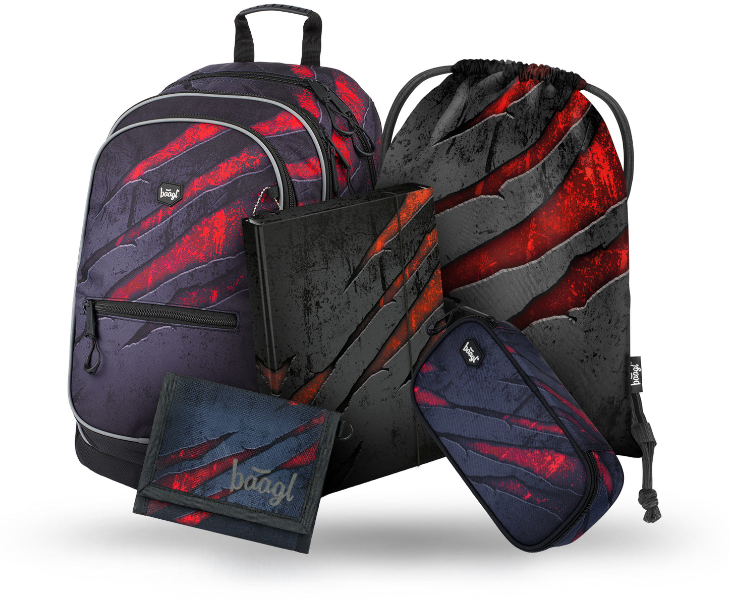 Core Lava Rucksack-Set 5tlg: Rucksack, Federmäppchen, Turnbeutel, Geldbörse, Heftmappe