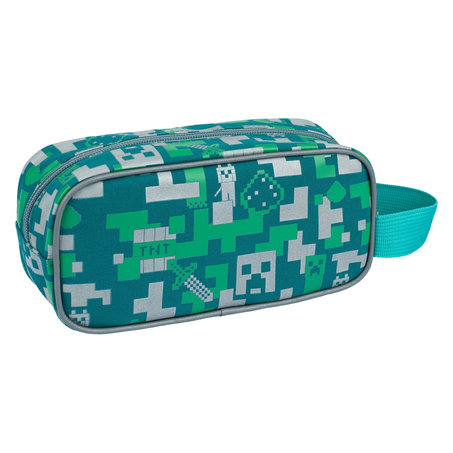 MINECRAFT SET 2 Silver Creeper: Federmäppchen, Turnbeutel