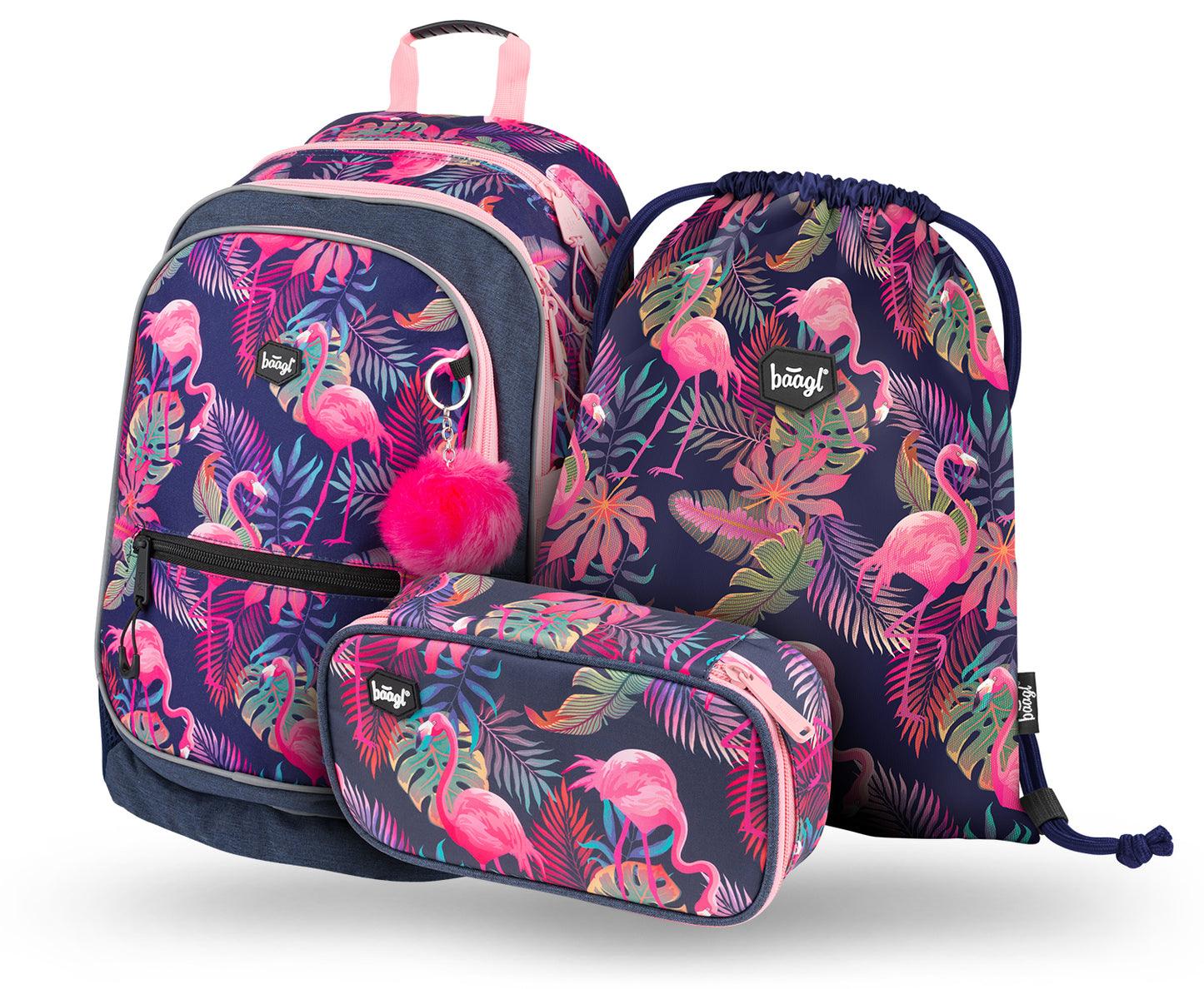 Core Flamingo Rucksack-Set 3tlg: Rucksack, Federmäppchen, Turnbeutel