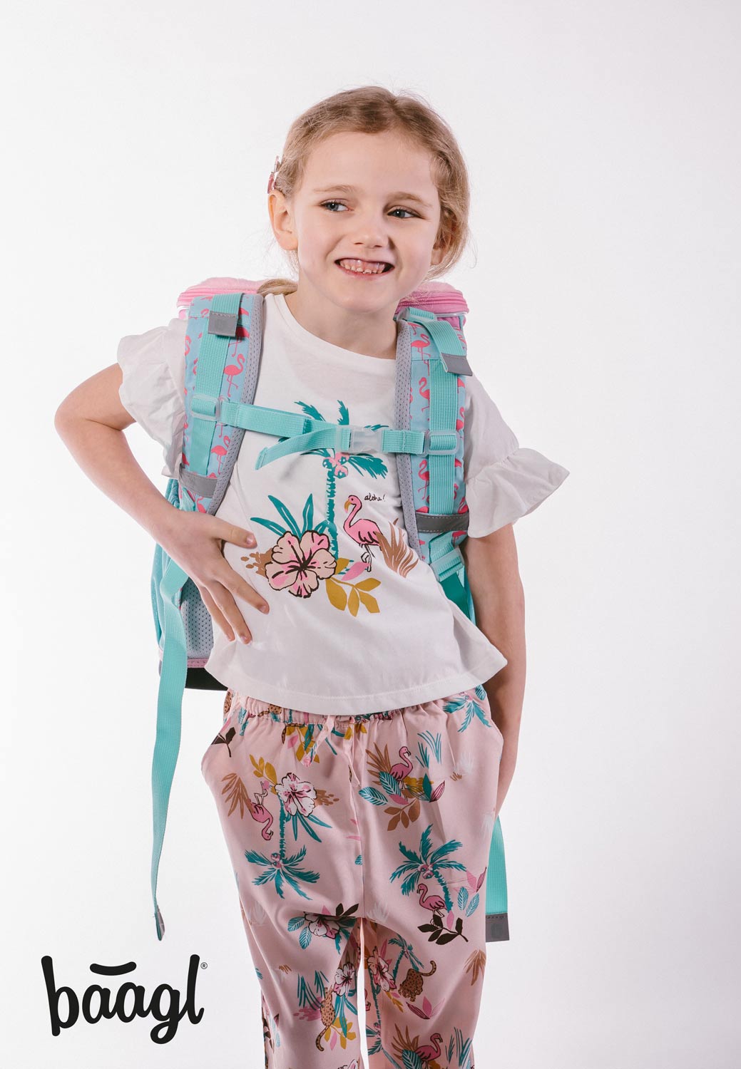 Zippy Flamingo Schulranzen-Set 5tlg: Schulranzen, Federmäppchen, Turnbeutel, Brotdose, Heftmappe