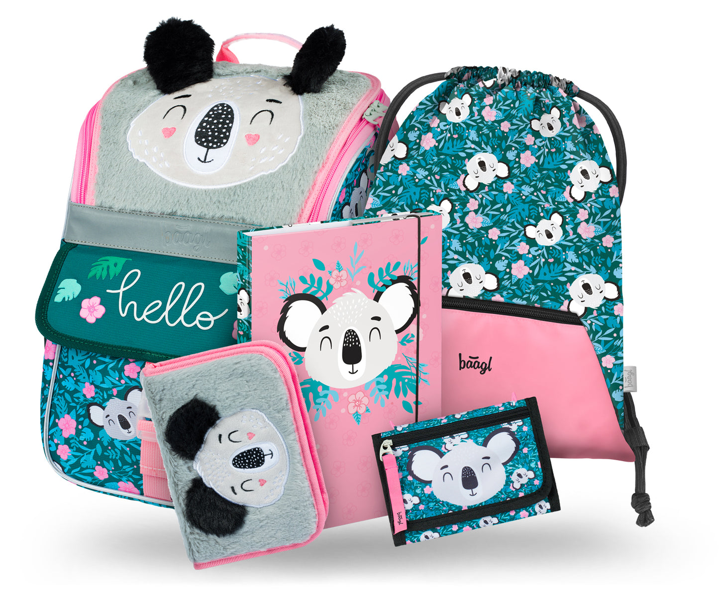 Zippy Baby Koala Schulranzen-Set 5tlg: Schulranzen, Federmäppchen, Turnbeutel, Geldbeutel, Heftmappe