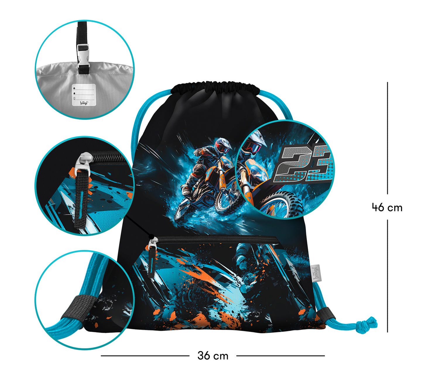 Airy Motorrad Rucksack-Set 3tlg: Rucksack, Federmäppchen, Turnbeutel