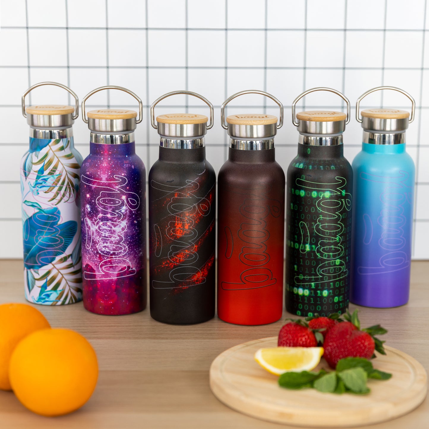 Thermoflasche mit Bambusdeckel Lava, 500 ml