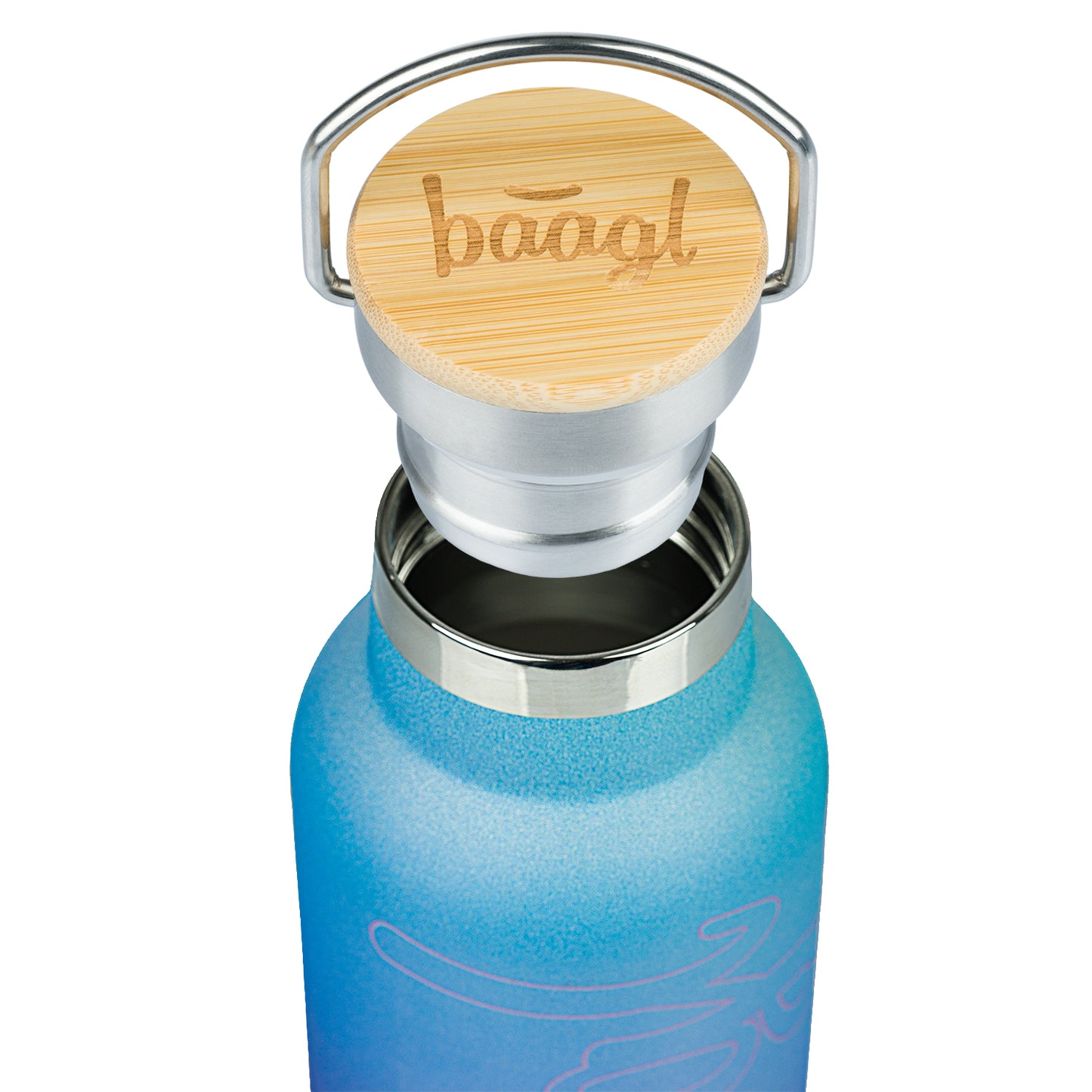 Thermoflasche mit Bambusdeckel Gradient blau-violett, 500 ml