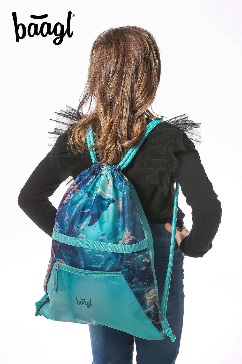 Turnbeutel mit Tasche Delphin