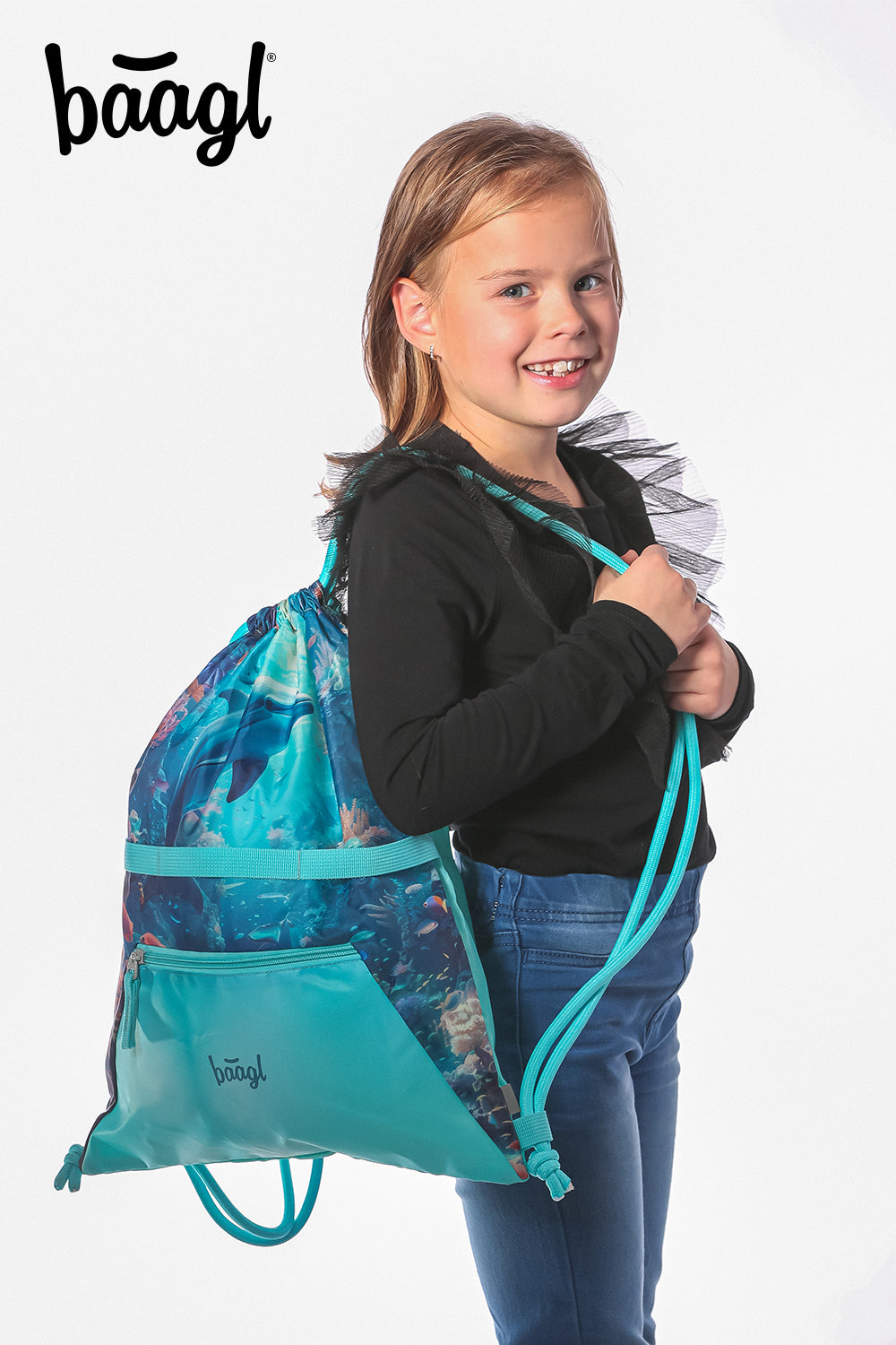 Turnbeutel mit Tasche Delphin