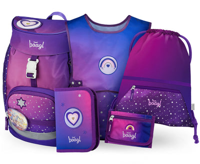 AIRY Pferde-Herz Rucksack-Set 5tlg: Rucksack, Federmäppchen, Turnbeutel, Schürze, Geldbeutel