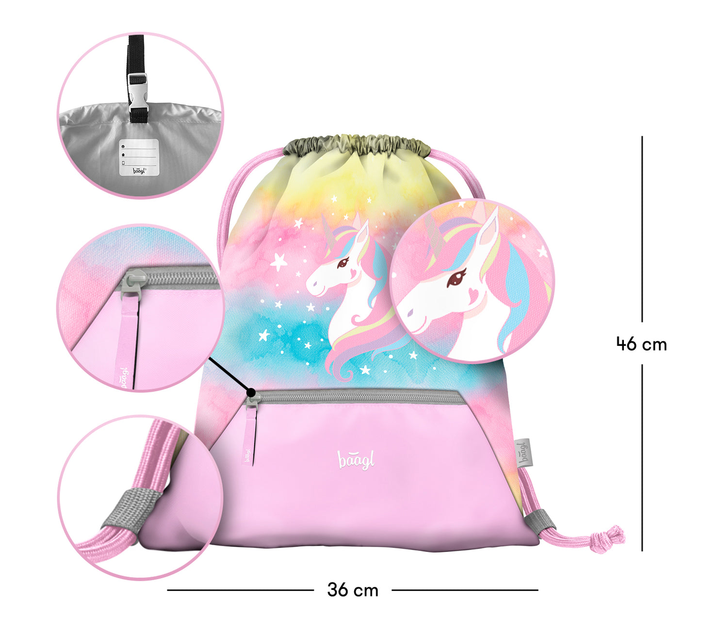 Zippy plus Regenbogen Einhorn Schulranzen-Set 3tlg: Schulranzen, Federmäppchen, Sportbeutel