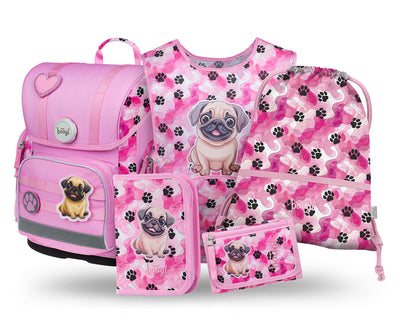 Ergo Pfötchen Schulranzen-Set 5tlg: Schulranzen, Federmäppchen, Turnbeutel, Schürze, Geldbeutel