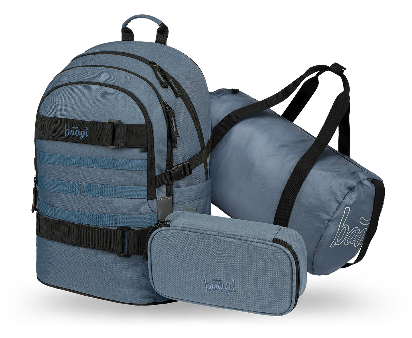 Skate Dust Blue Rucksack-Set 3tlg: Rucksack, Federmäppchen, Sporttasche