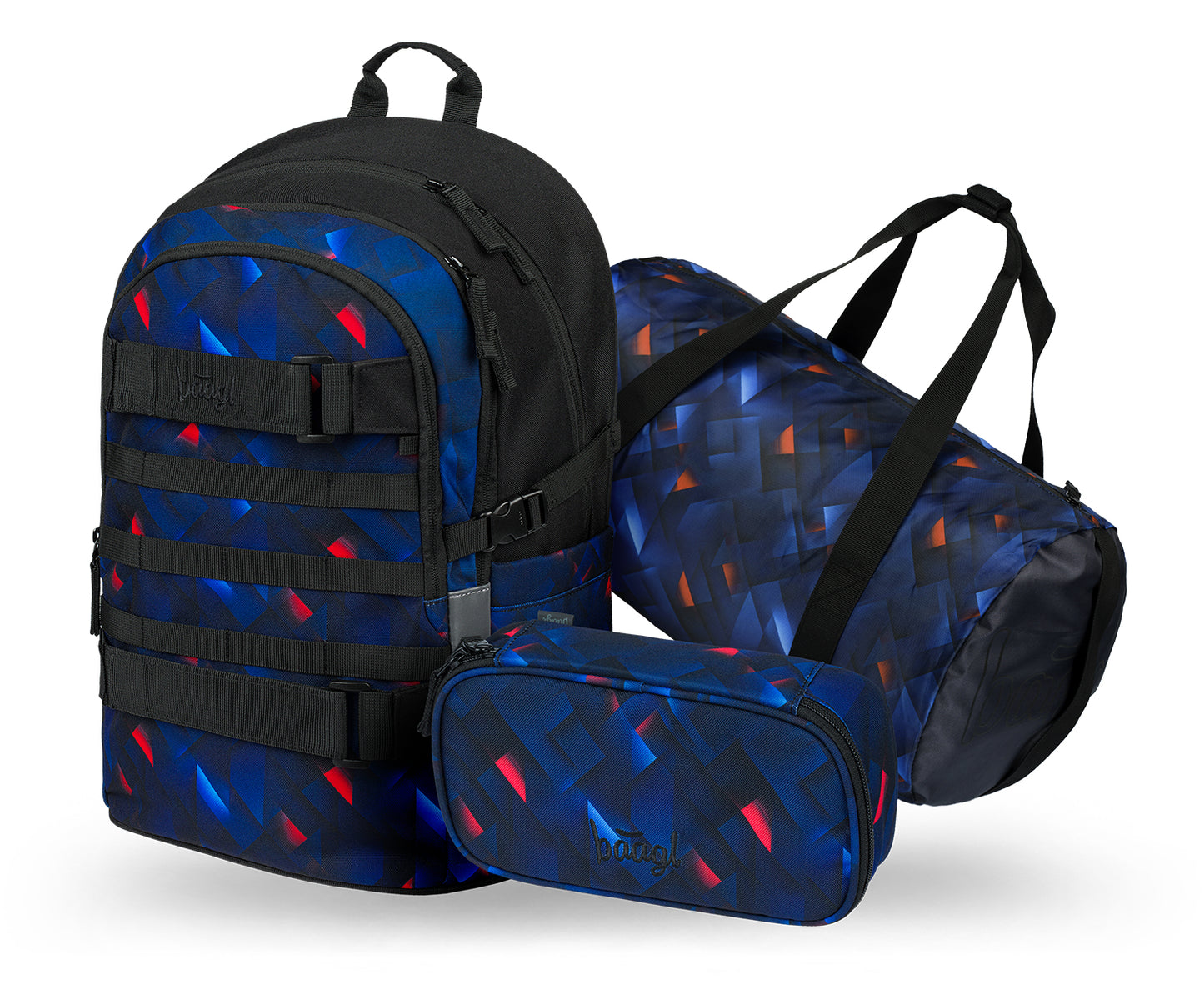 Skate Indigo Rucksack-Set 3tlg: Rucksack, Federmäppchen, Sporttasche