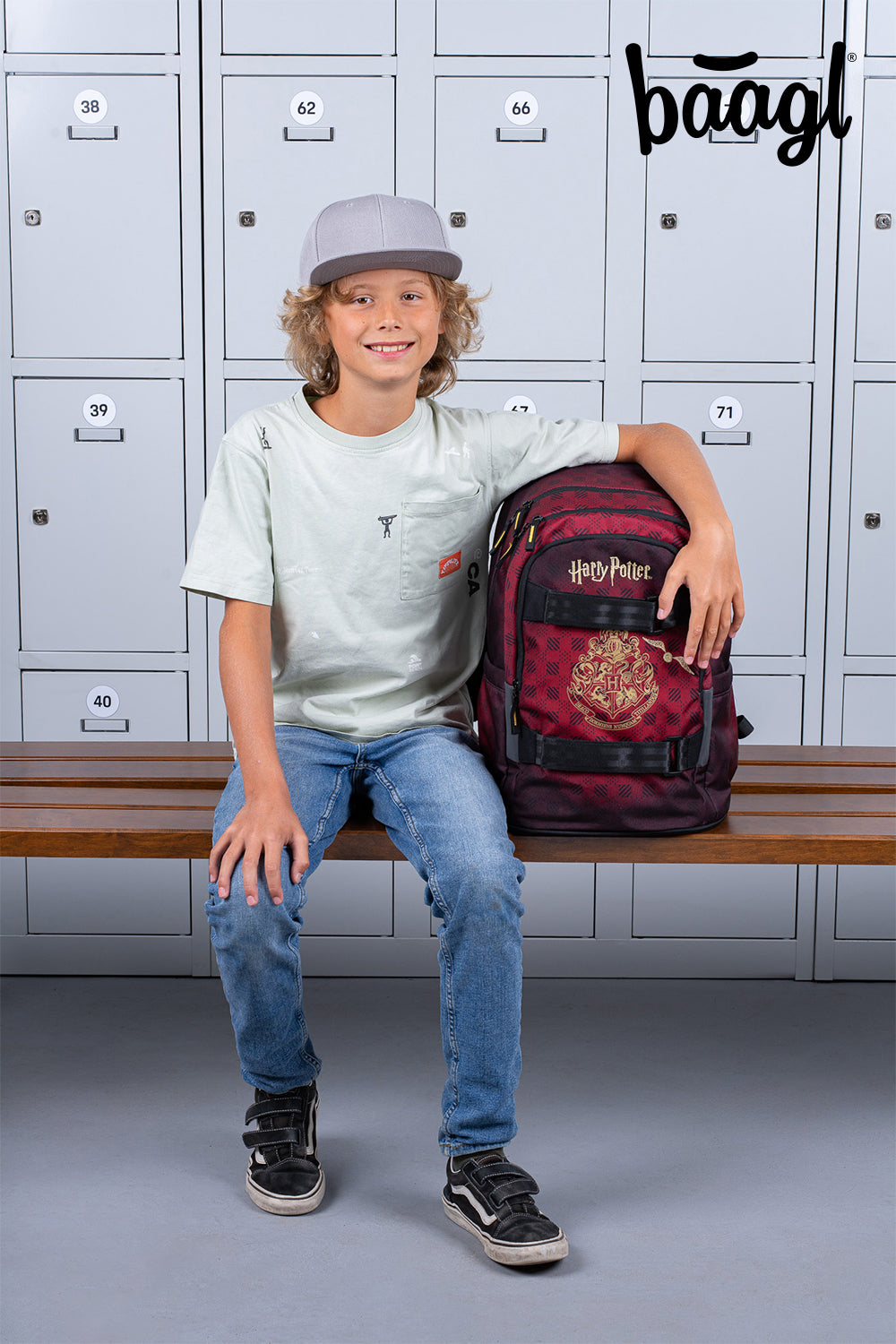 BAAGL Schulrucksack Skate Harry Potter Hogwarts Weinrot