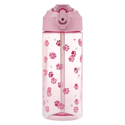 Tritan Trinkflasche mit Strohhalm Pfötchen, 500 ml