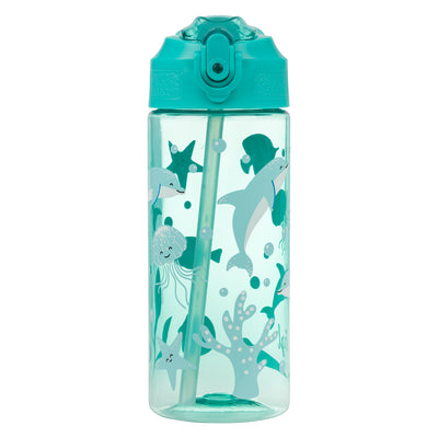 Tritan Trinkflasche mit Strohhalm Delfin, 500 ml