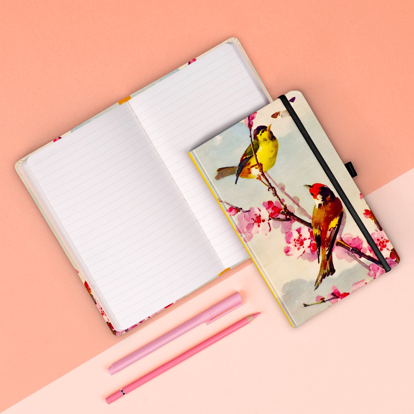 Notizbuch Vögel – Sakura von Kateřina Winterová, liniert, 13 x 21 cm