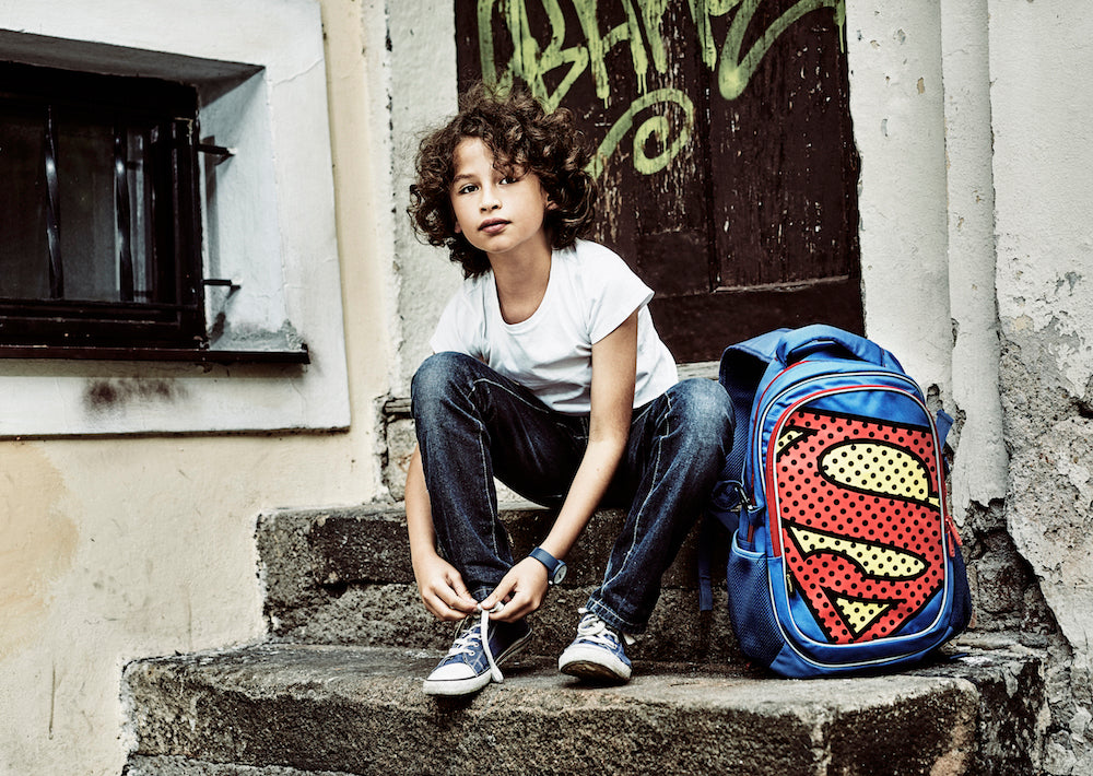 Schulrucksack mit Poncho Superman POP