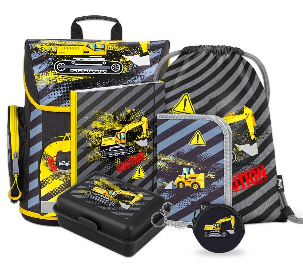 Bagger Schulranzen-Set 6tlg: Schulranzen, Federmäppchen, Turnbeutel, Brotdose, Heftmappe, Geldbeutel