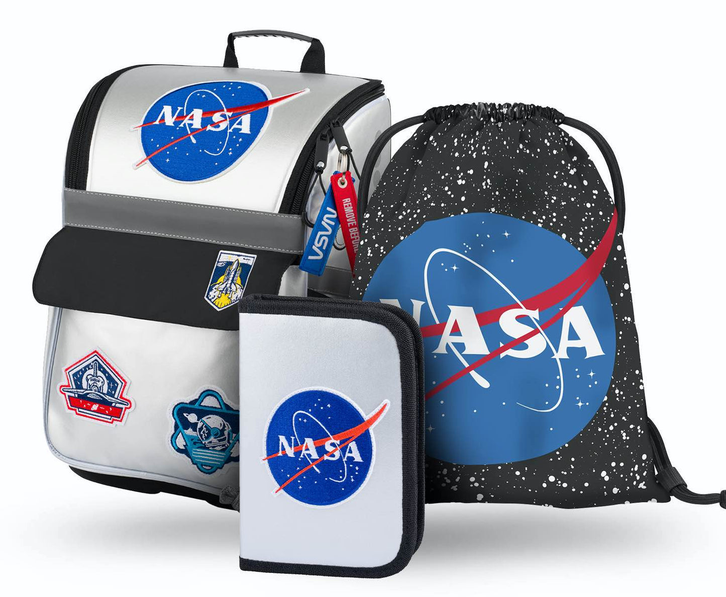 NASA Schulranzen-Set 3tlg: Schulranzen, Federmäppchen, Turnbeutel