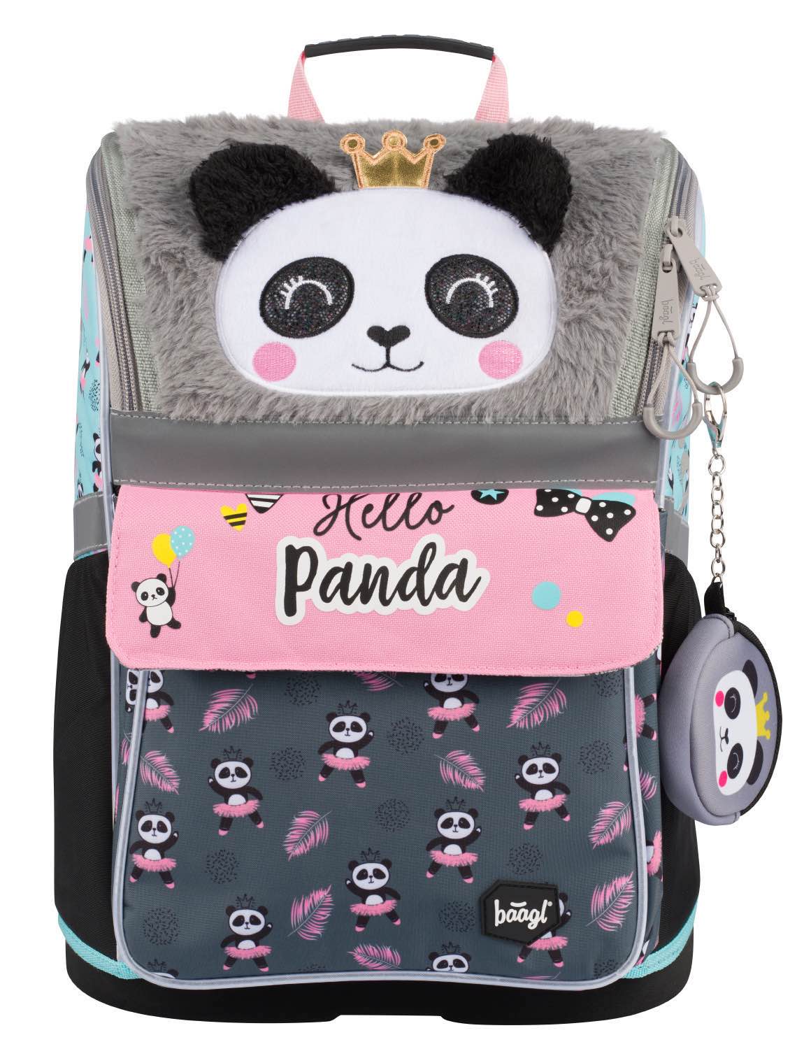 Panda Schulranzen-Set 4tlg: Schulranzen, Federmäppchen, Turnbeutel, Geldbeutel