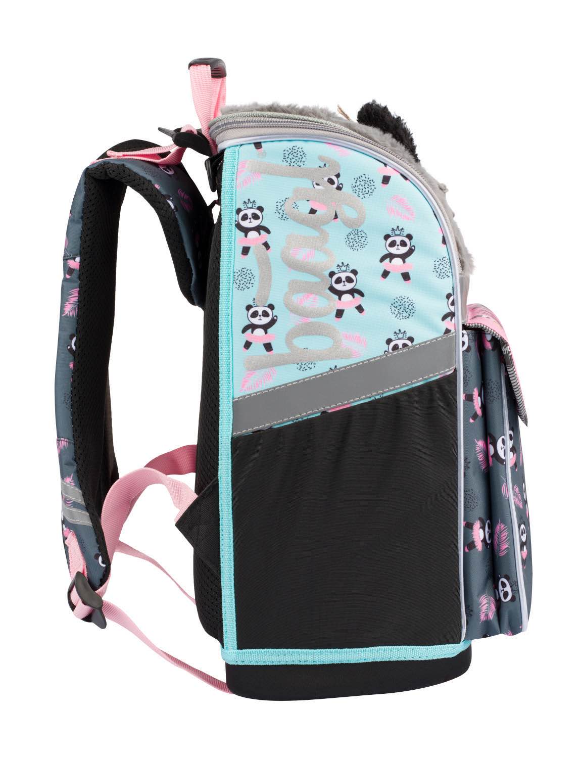 Panda Schulranzen-Set 4tlg: Schulranzen, Federmäppchen, Turnbeutel, Geldbeutel