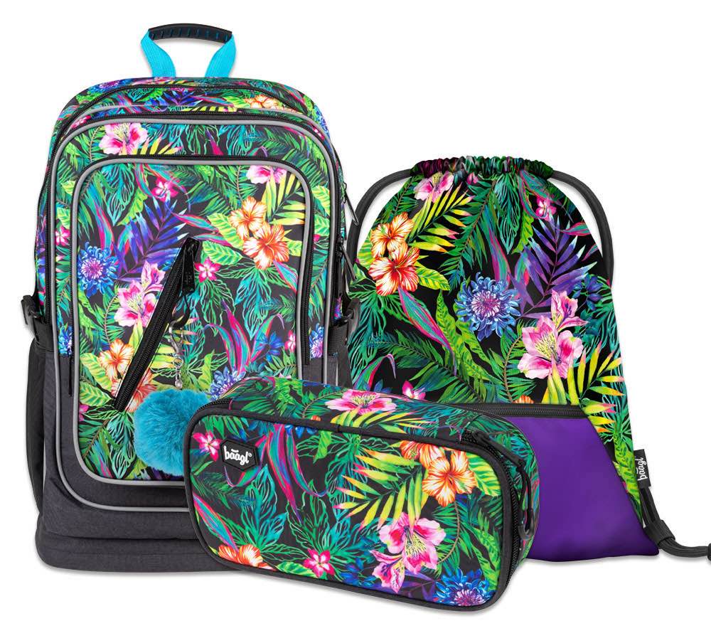 Cubic Tropical Rucksack-Set 3tlg: Rucksack, Federmäppchen, Turnbeutel