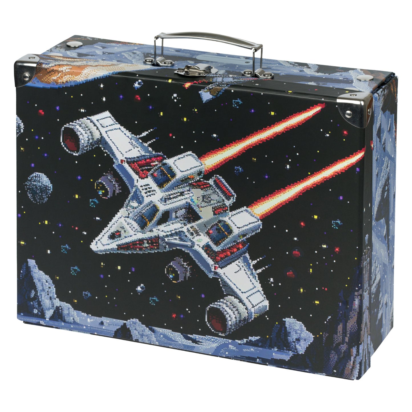 Zippy Plus Pixel Space Schulranzen-Set 8tlg.: Schulranzen, Federmäppchen, Schürze, Geldbörse, Brotdose, Heftmappe, Faltkoffer, Trinkflasche