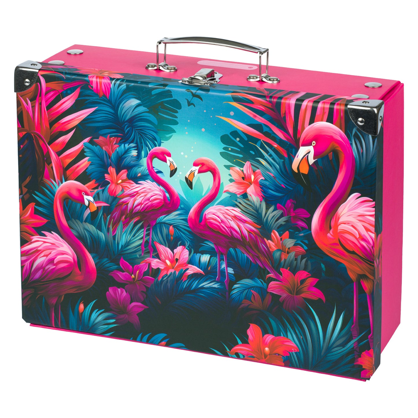 Ergo Flamingos Schulranzen-Set 8tlg.: Schulranzen, Federmäppchen, Turnbeutel, Geldbörse, Heftmappe, Faltkoffer, Brotdose, Trinkflasche