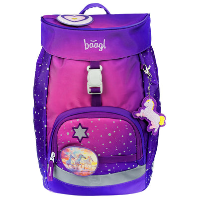 Airy Pferde-Herz Rucksack-Set 8tlg: Rucksack, Federmäppchen, Turnbeutel, Schürze, Geldbörse, Pencil Slider, Faltkoffer mit geschmiedeten Ecken, Baaglies