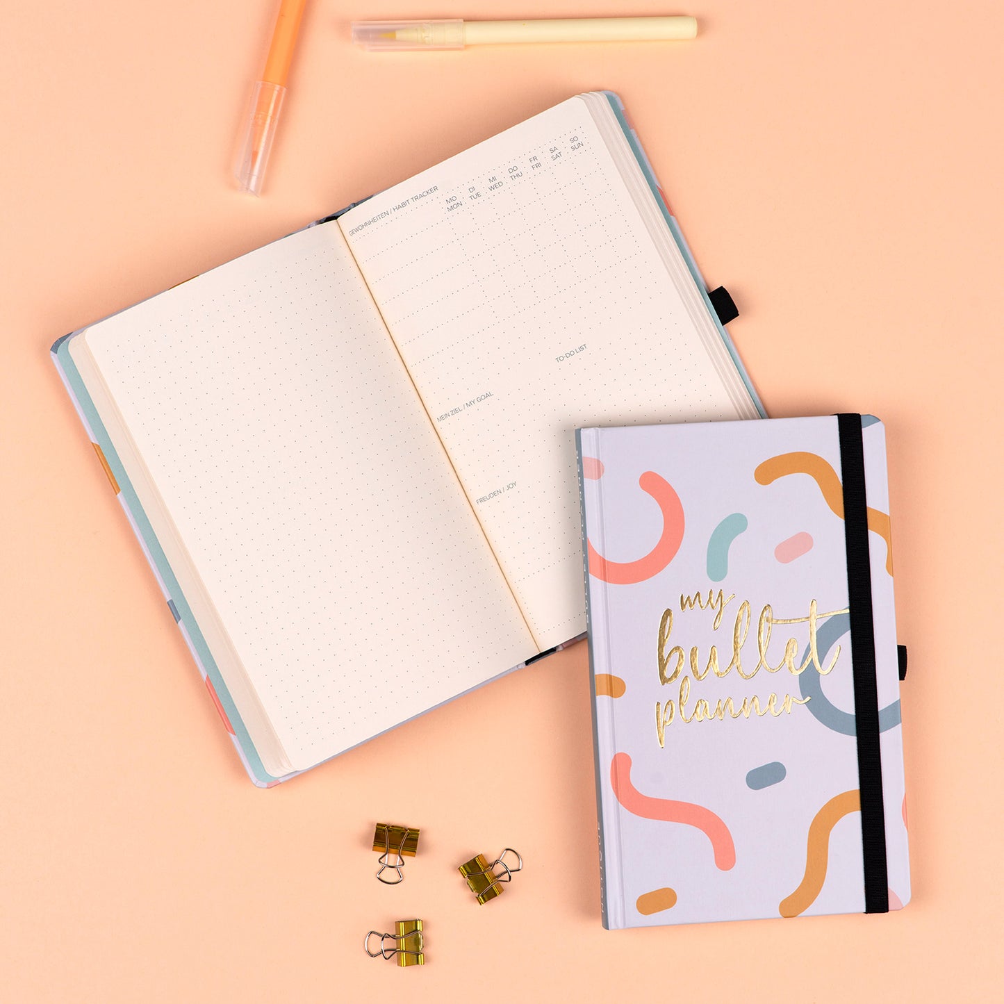 Buchkalender, wöchentlich und undatiert My Bullet Planner, 13 × 21 cm DE/EN