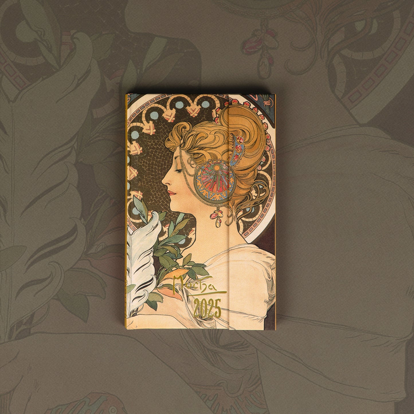 Wöchentlicher magnetischer Terminplaner Alfons Mucha 2025, 13 x 21 cm