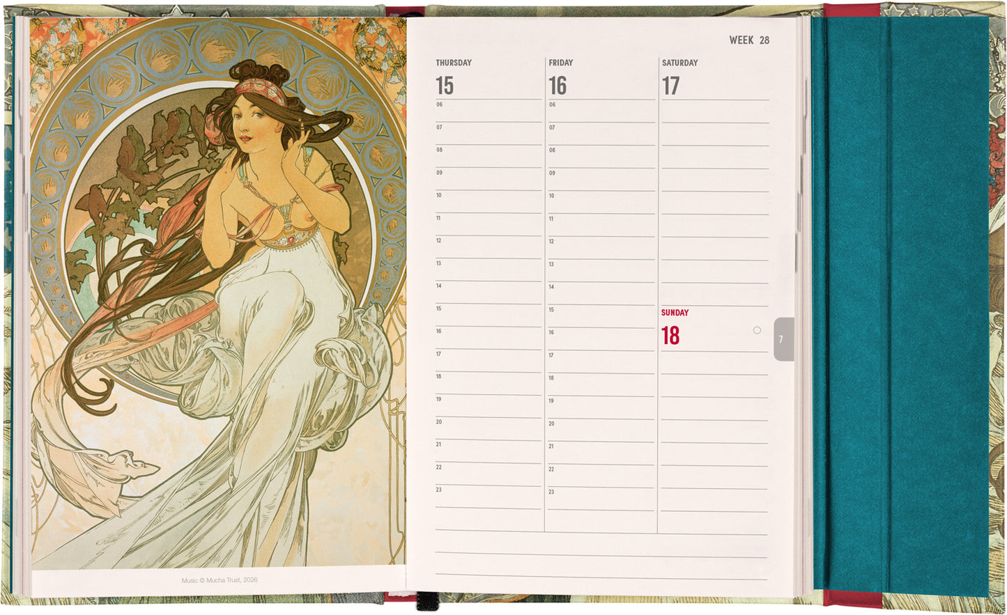 Magnetic Weekly Planner Alphonse Mucha 2027, 11 x 16 cm