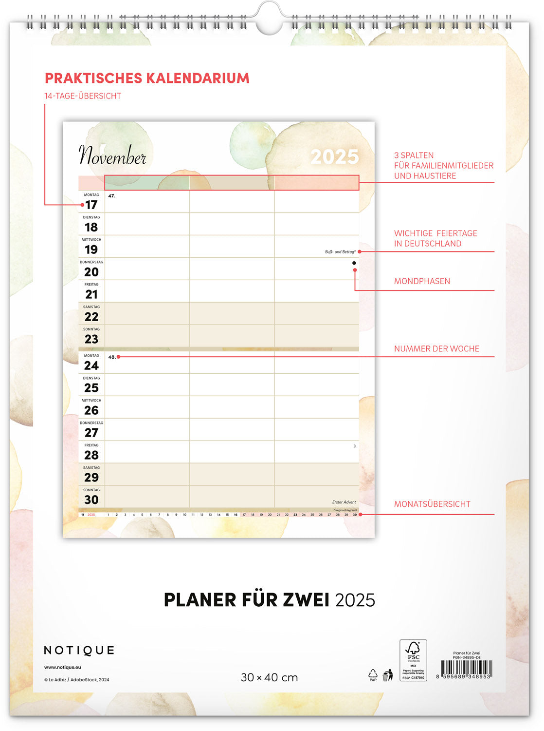 Planer für Zwei 2025, 30 × 40 cm