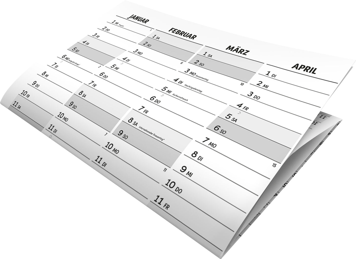 Jahreskalender in Schwarzweiß 2025, B1, 96,4 x 67 cm