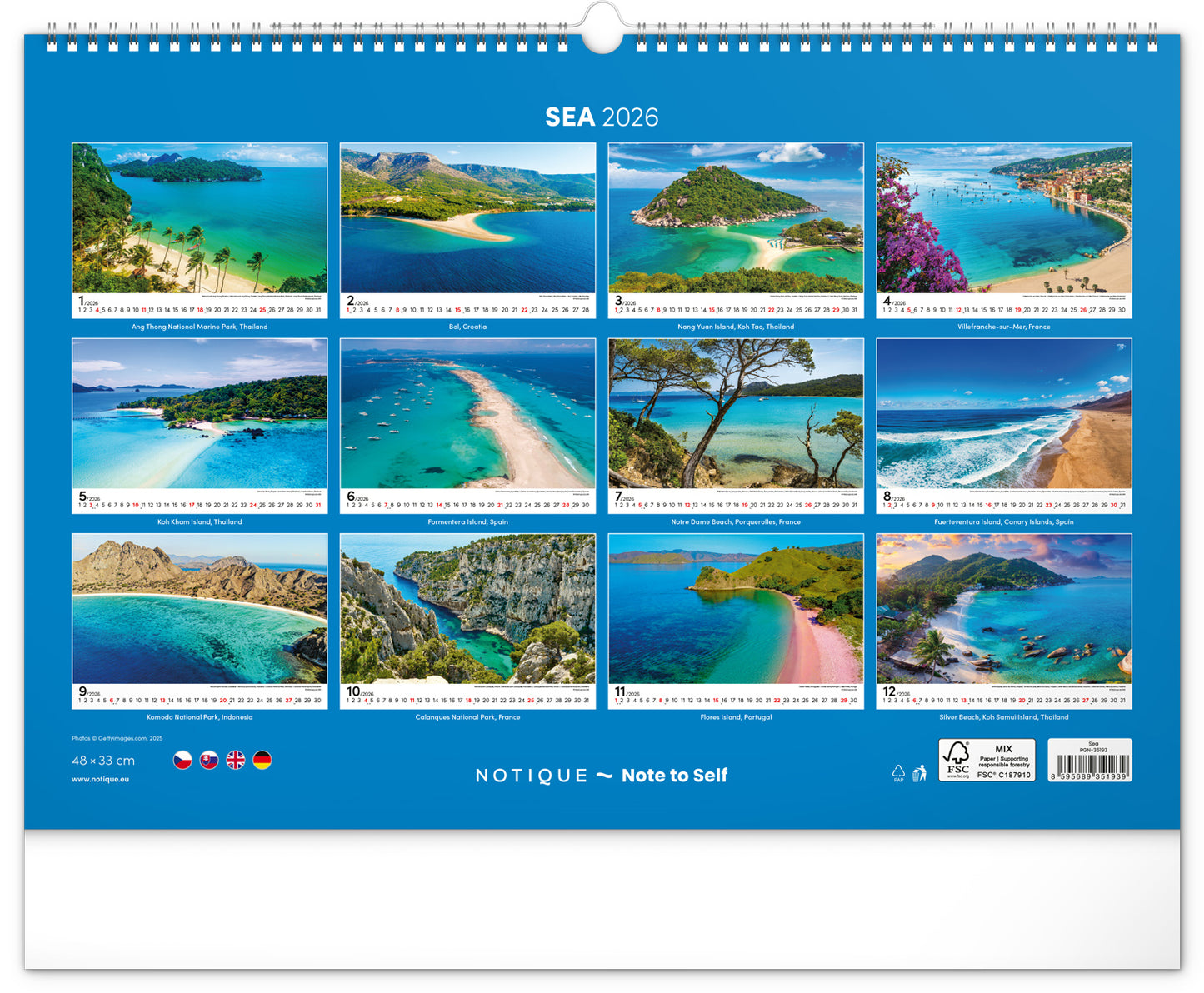 Wandkalender Meer 2026, 48 x 33 cm