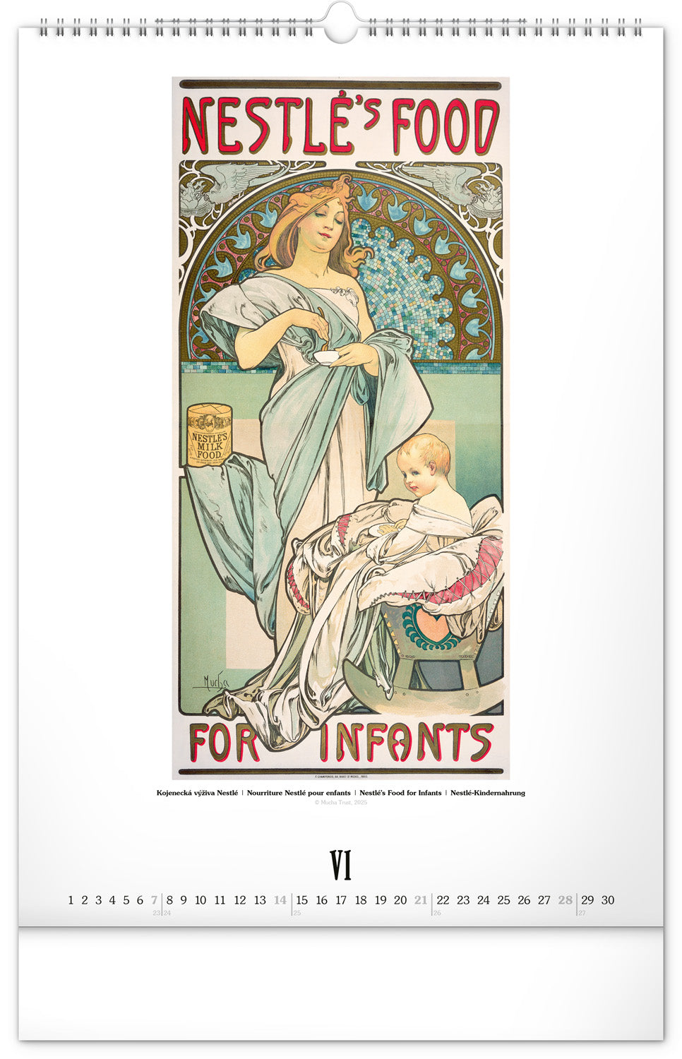 Wandkalender Alfons Mucha 2026, 33 x 46 cm
