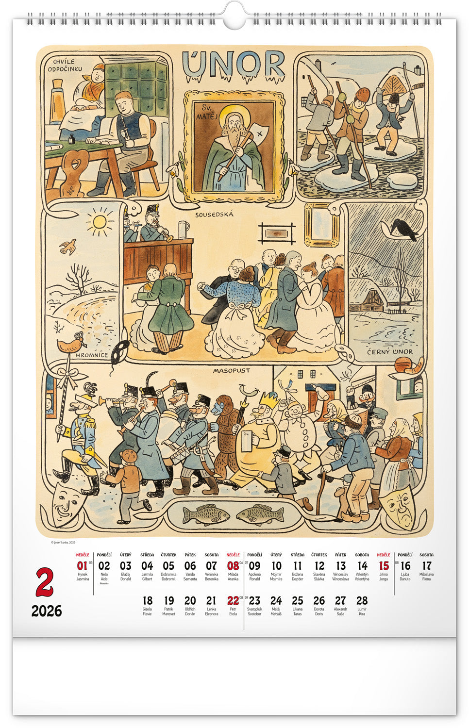 Wandkalender Josef Lada 2026, 33 x 46 cm