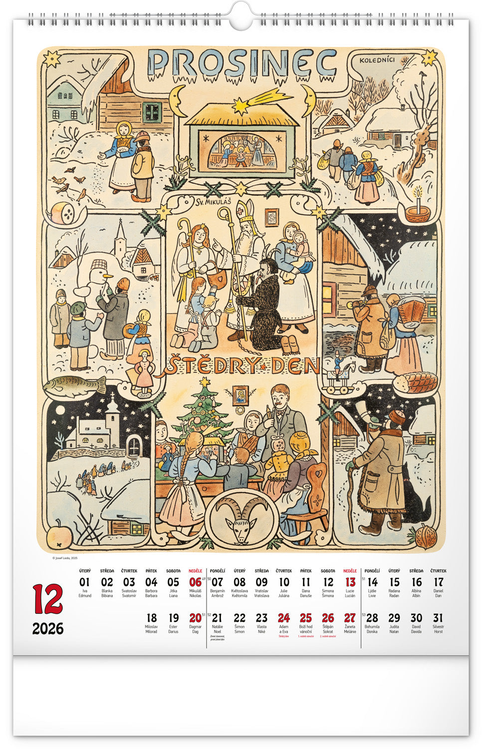 Wandkalender Josef Lada 2026, 33 x 46 cm