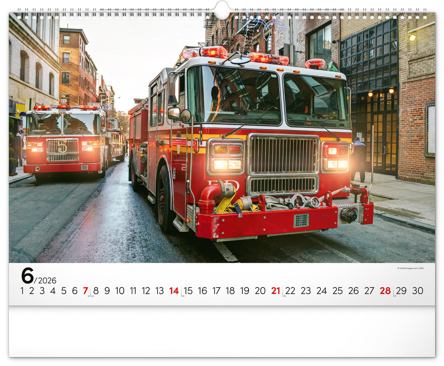 Wandkalender Feuerwehrfahrzeuge 2026, 48 x 33 cm