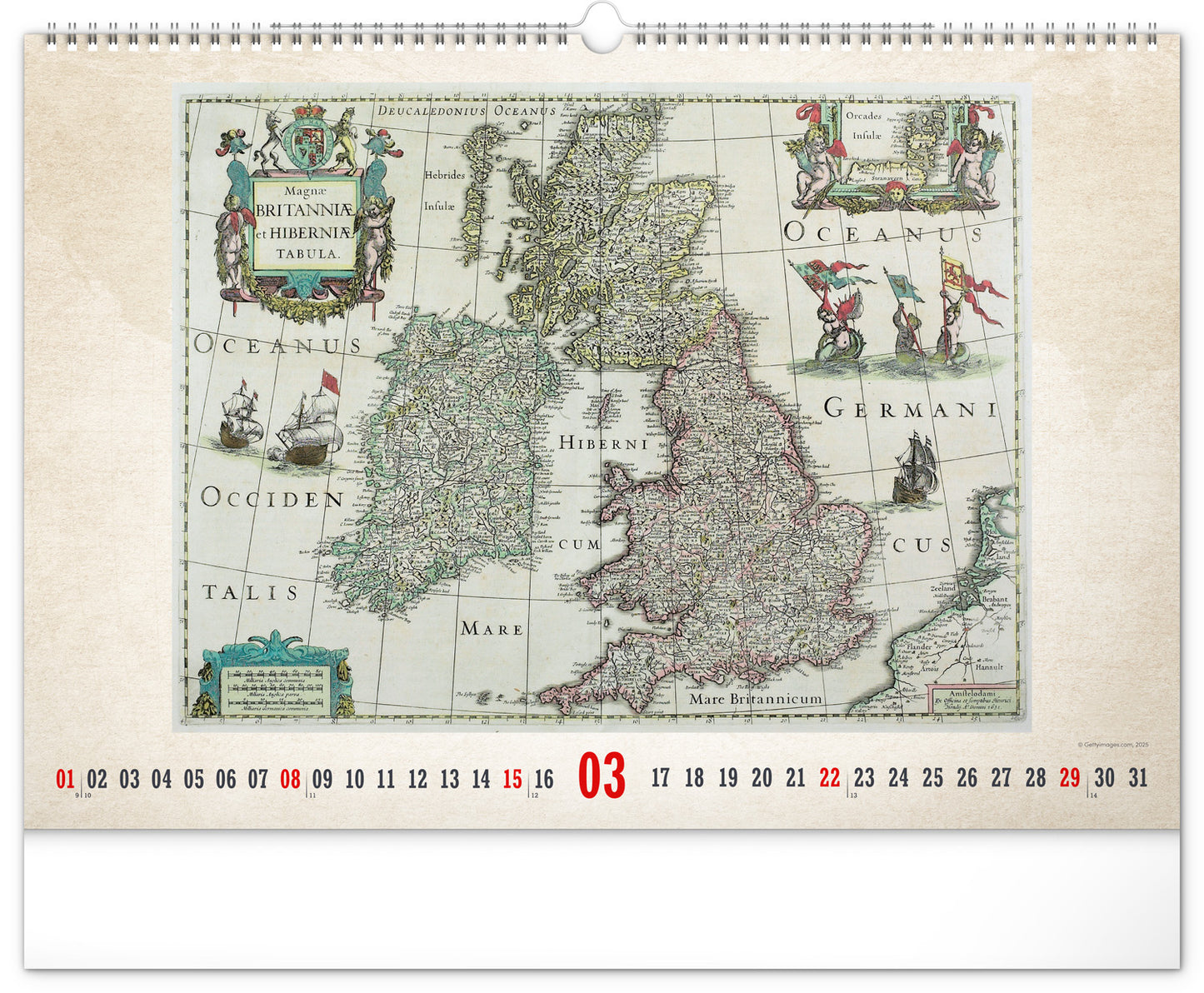 Wandkalender Alte Karten 2026, 48 x 33 cm